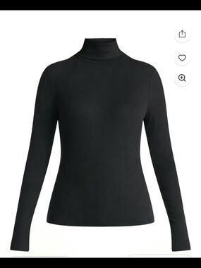Womens Black Long-Sleeve Turtle Neck Top